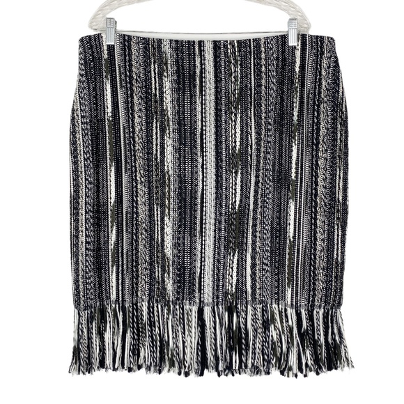 Doncaster Collection Fringe Skirt Black Multicolor Sz. 18 NWT - Picture 1 of 11